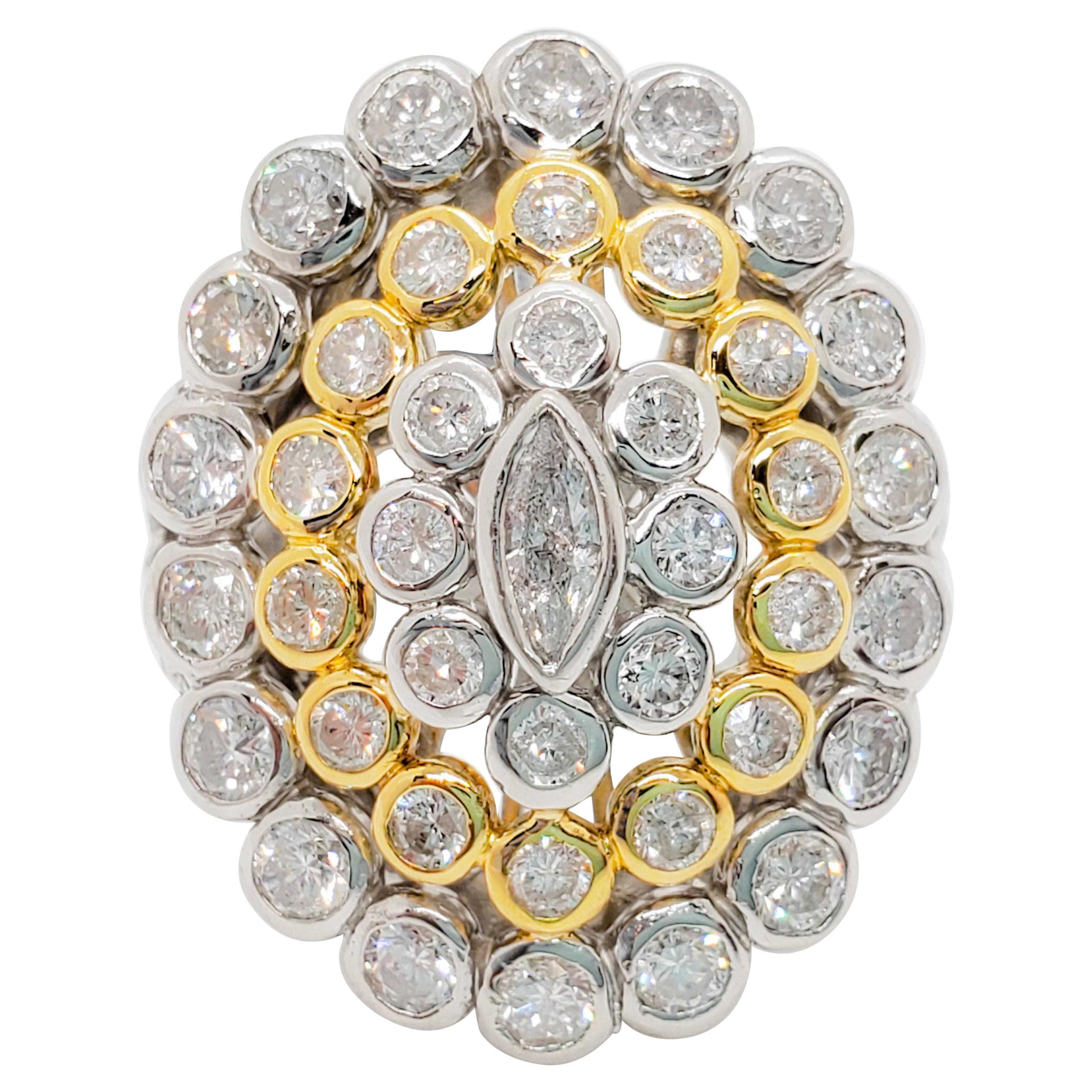 Antique Platinum 18 Karat Gold Diamond Pave Cluster Ring For Sale at ...