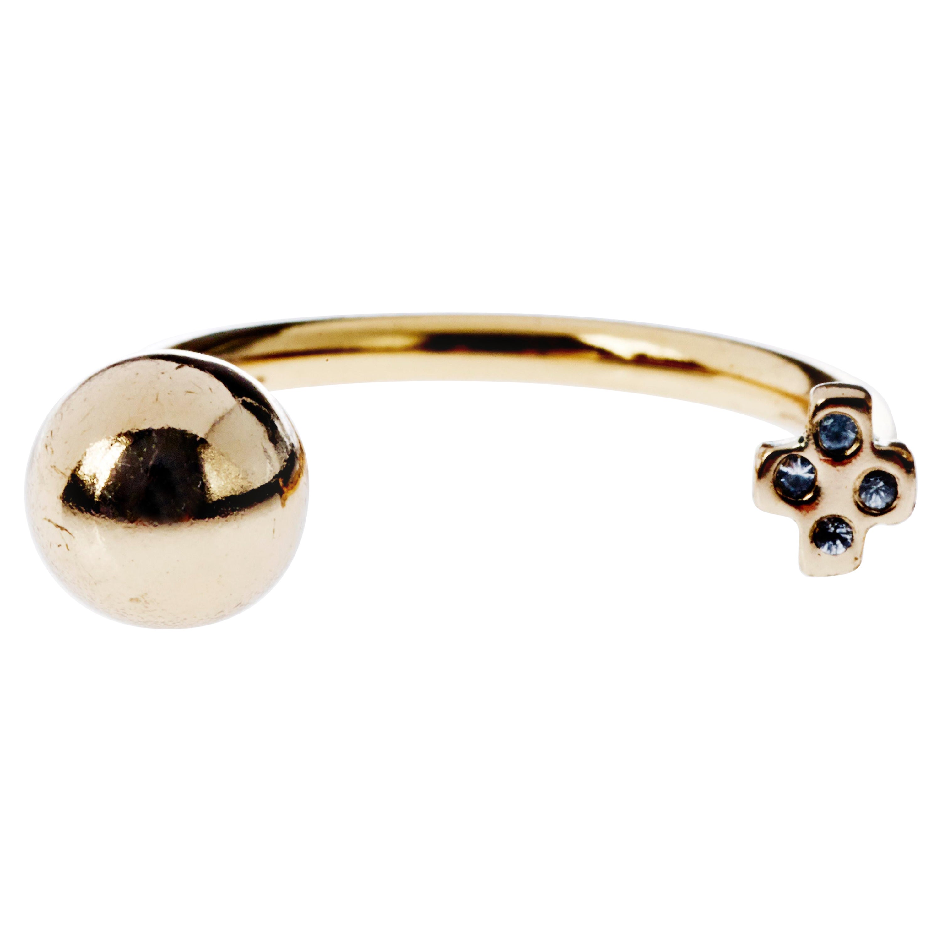 White Diamond Cocktail Ring Gold Stackable J Dauphin