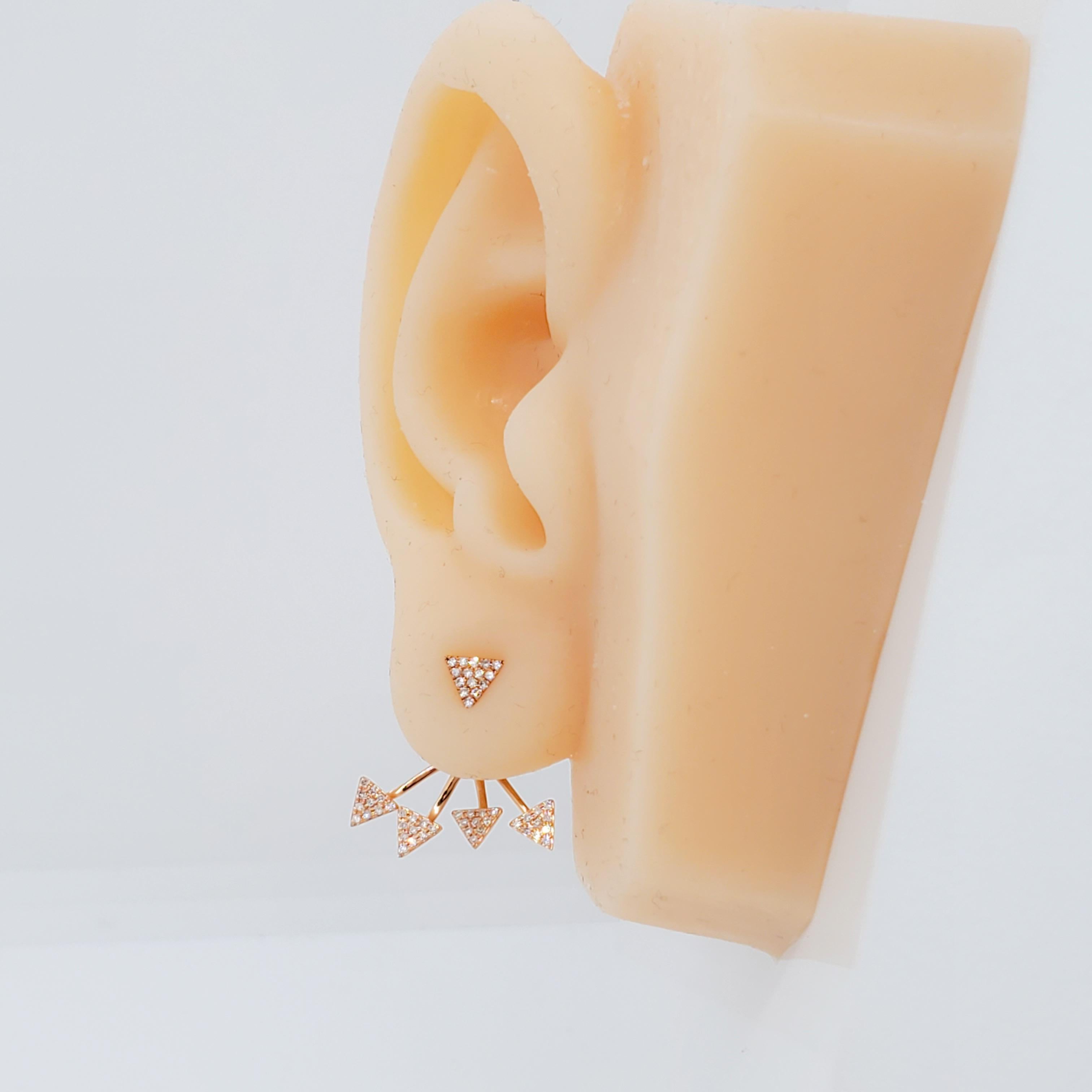 White Diamond Contemporary Earrings in 14k Rose Gold 5