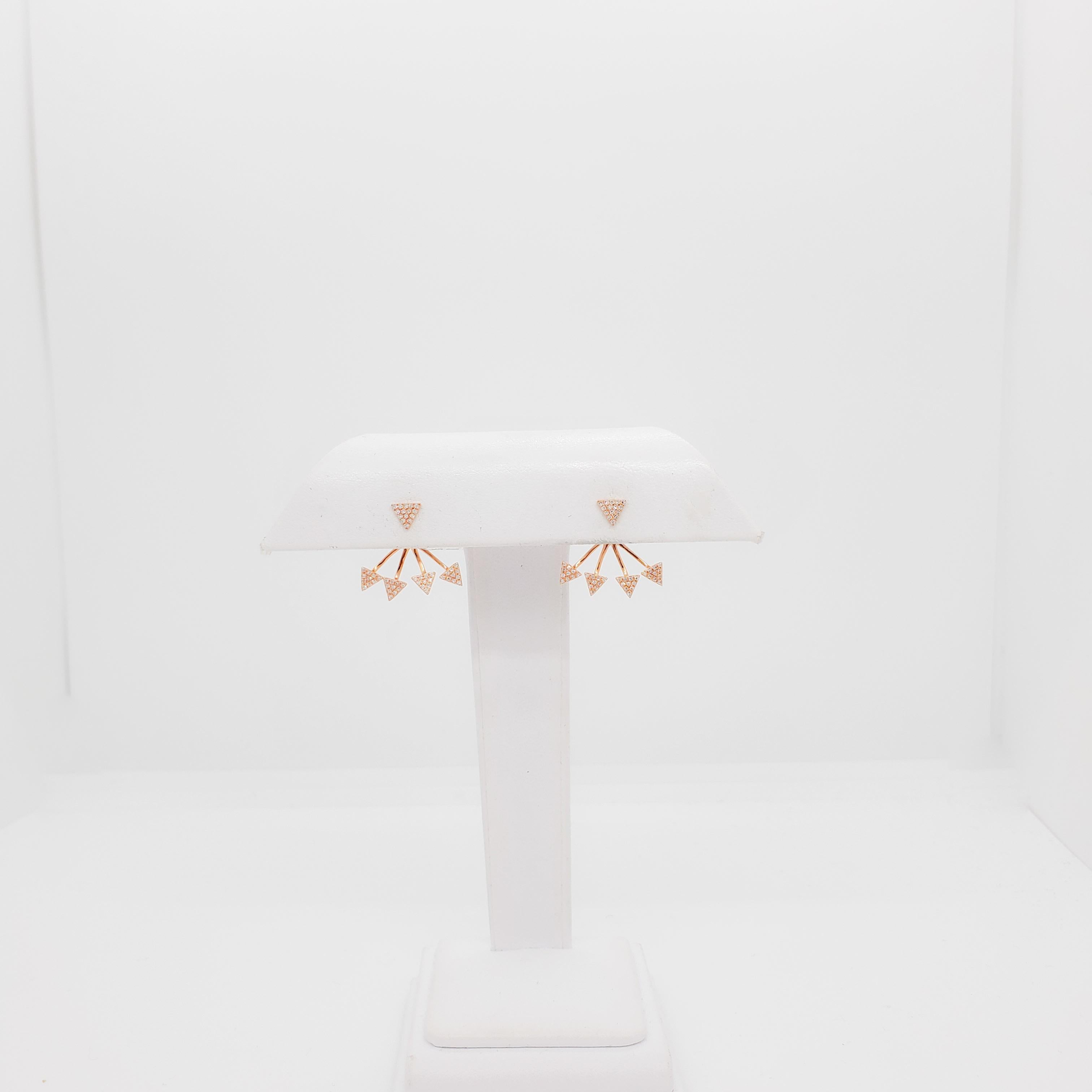 White Diamond Contemporary Earrings in 14k Rose Gold 8