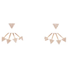 White Diamond Contemporary Earrings in 14k Rose Gold