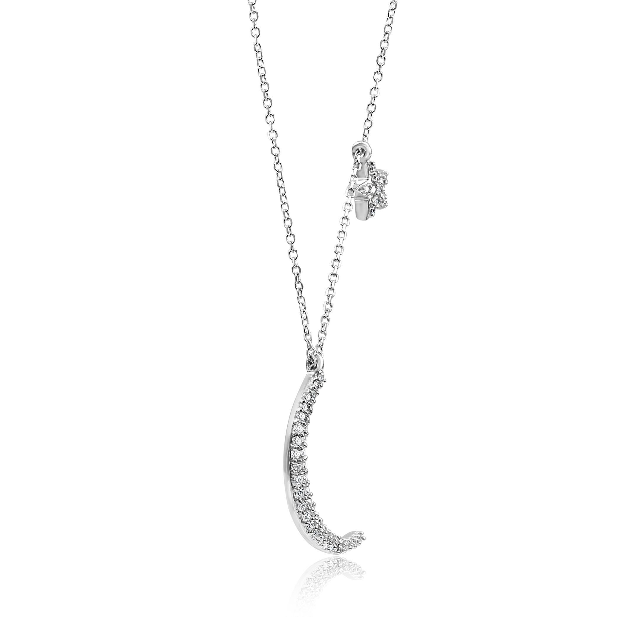 moon and star diamond necklace