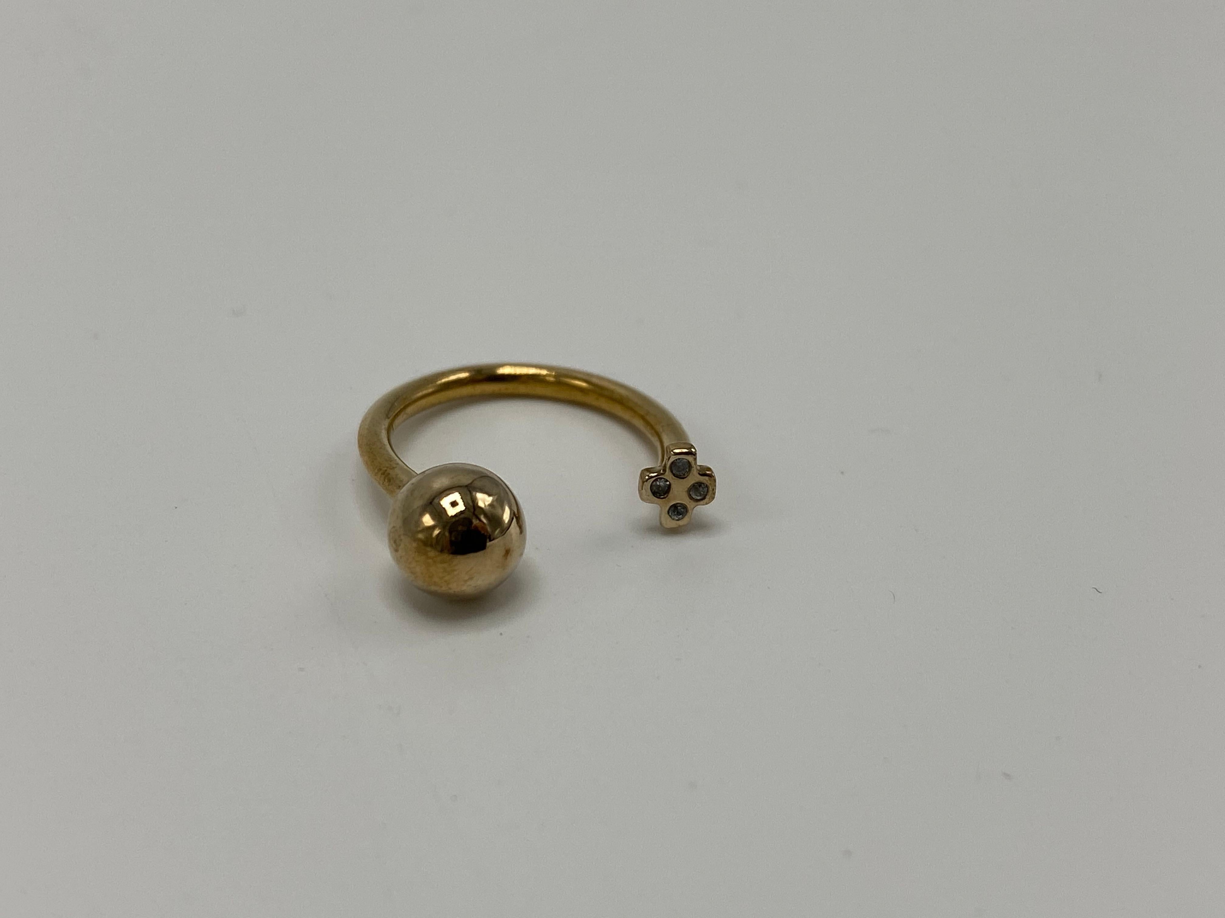 White Diamond Cross Ball Open Adjustable Bronze Ring J Dauphin For Sale 6