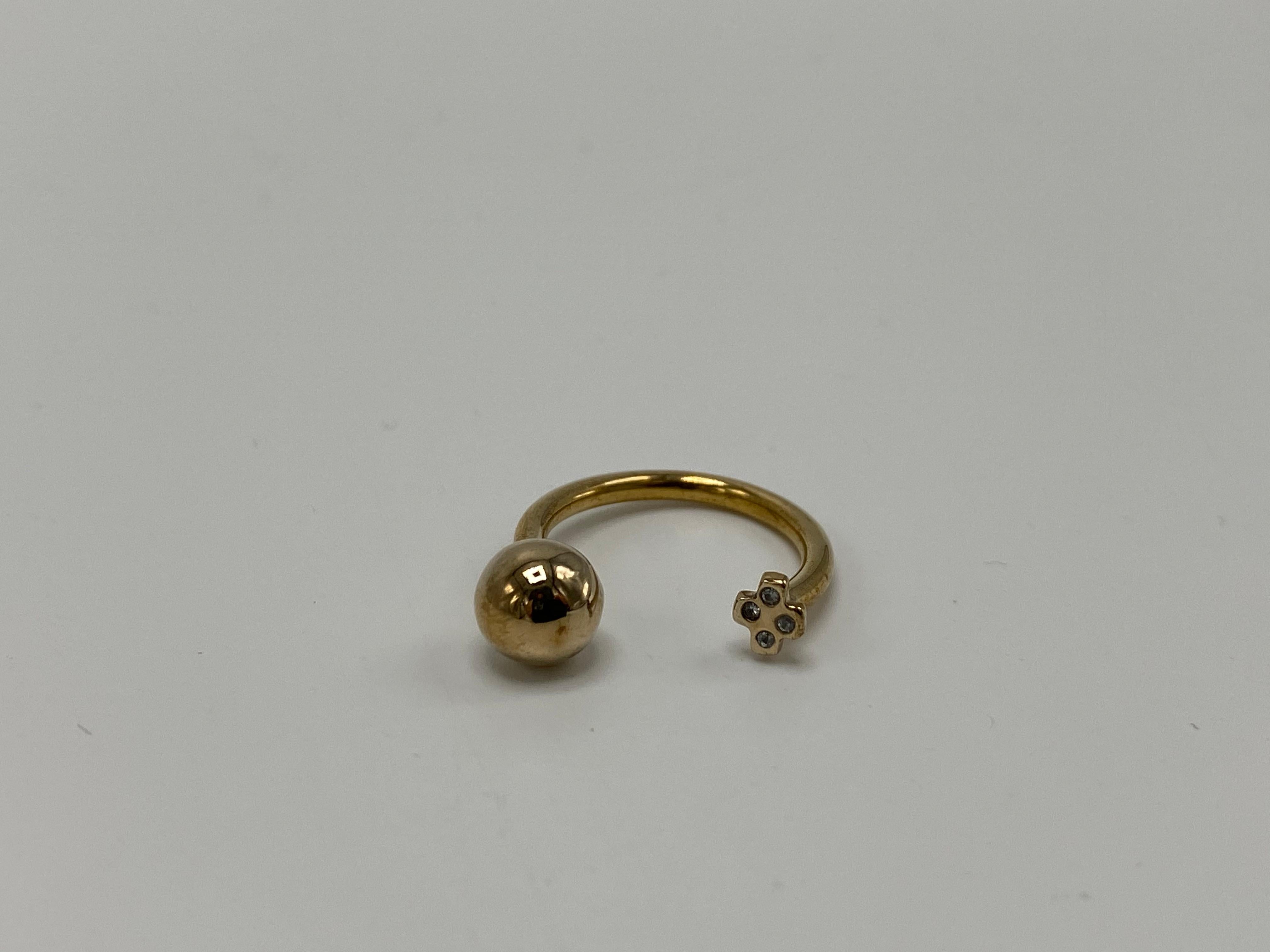 White Diamond Cross Ball Open Adjustable Bronze Ring J Dauphin For Sale 8