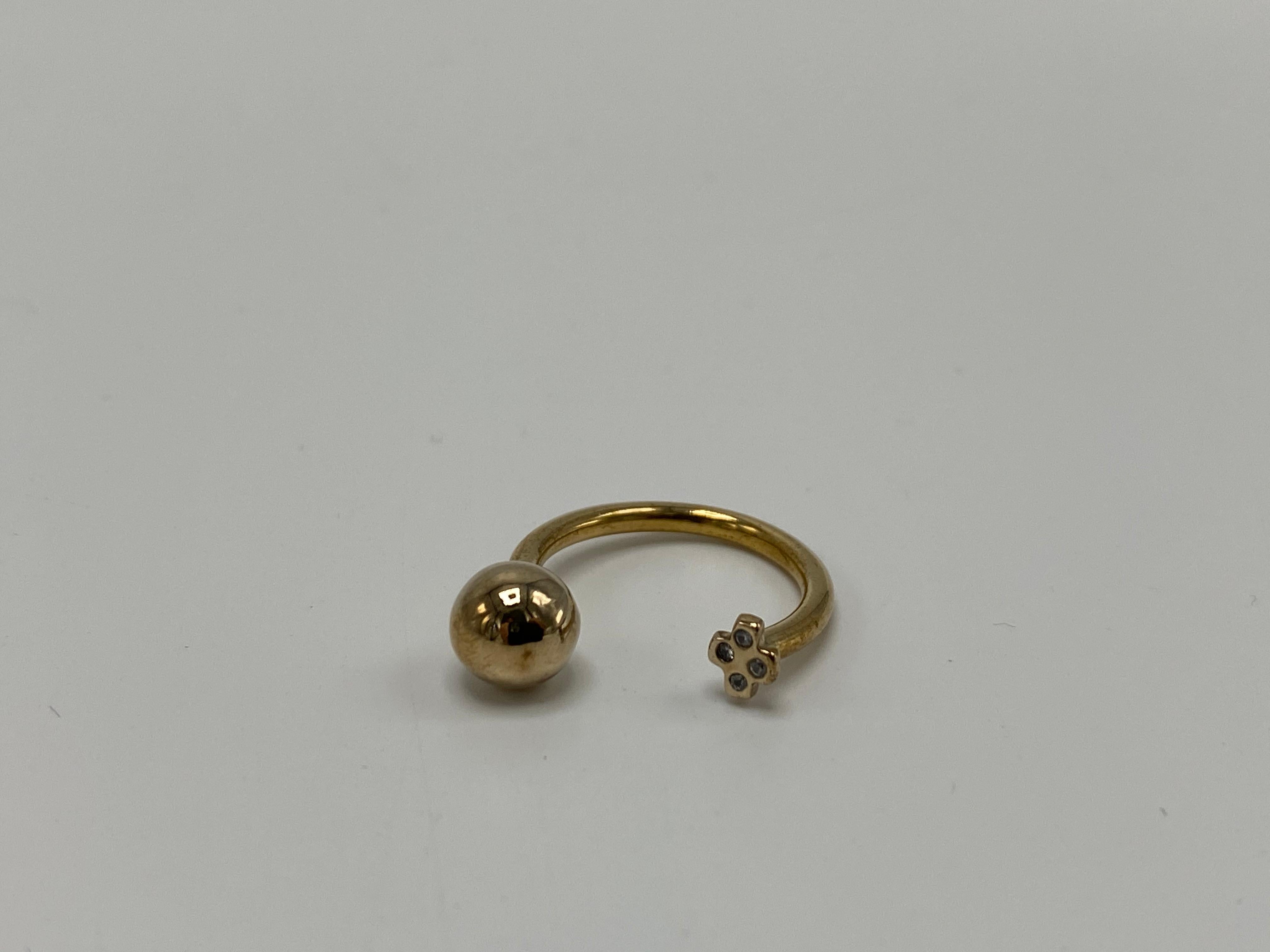 White Diamond Cross Ball Open Adjustable Bronze Ring J Dauphin For Sale 9