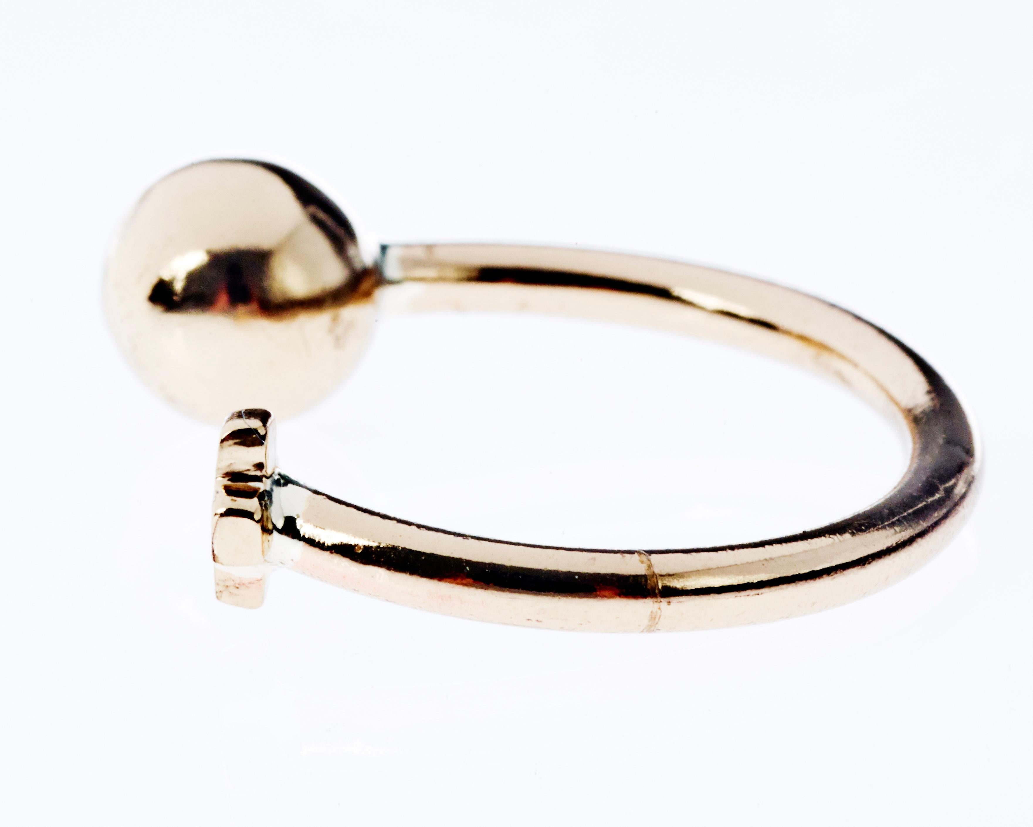 Women's White Diamond Cross Ball Open Adjustable Bronze Ring J Dauphin For Sale
