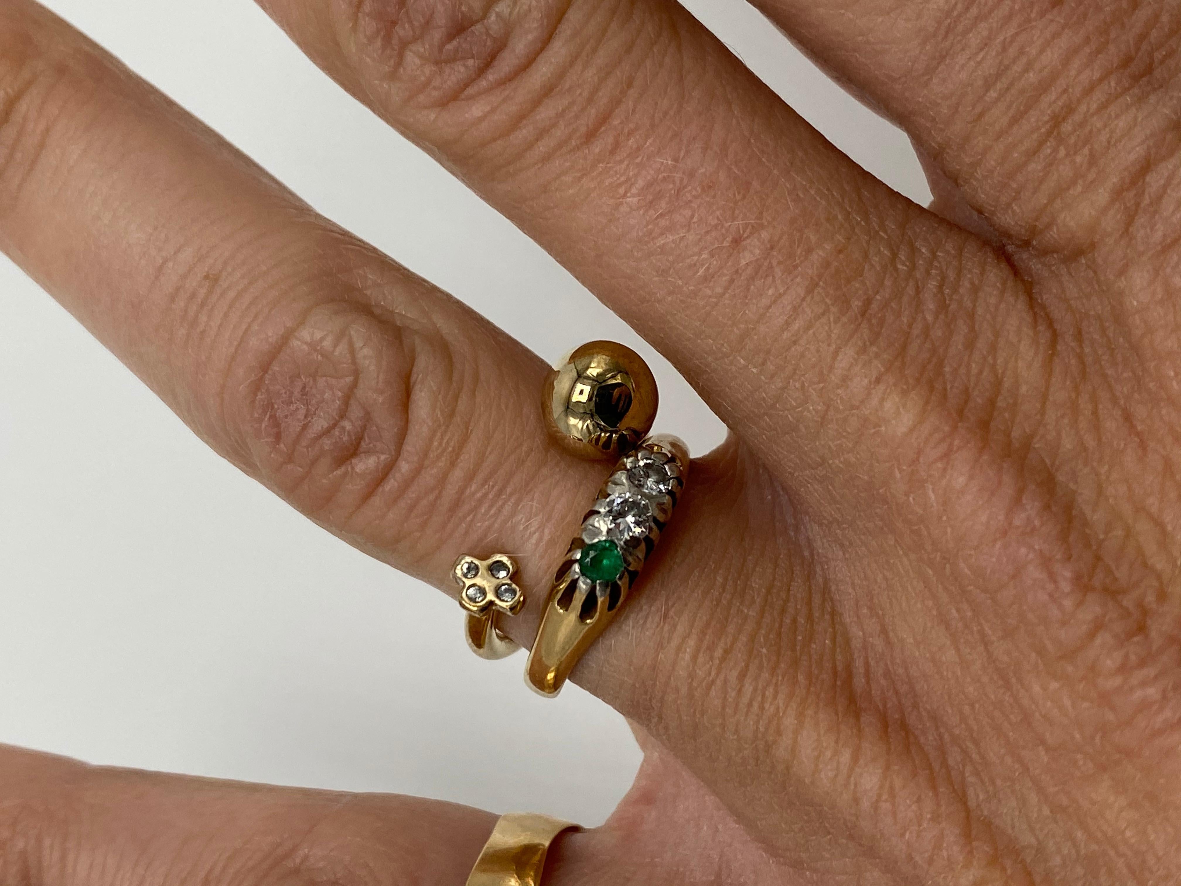 White Diamond Cross Ball Open Adjustable Bronze Ring J Dauphin For Sale 1