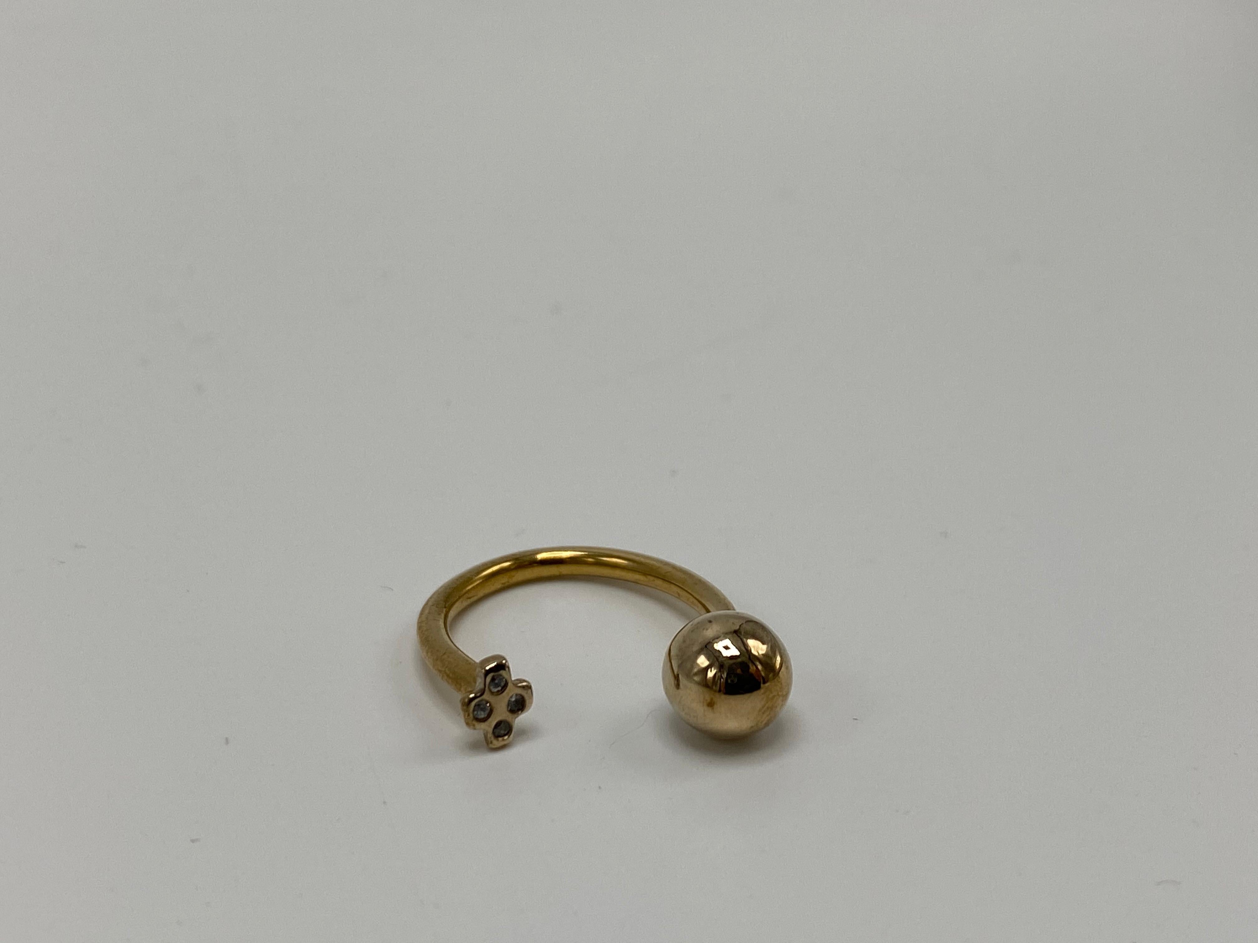 White Diamond Cross Ball Open Adjustable Bronze Ring J Dauphin For Sale 3