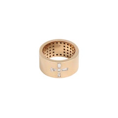 White Diamond Cross Pattée Flat Band Ring, "Manette" Collection