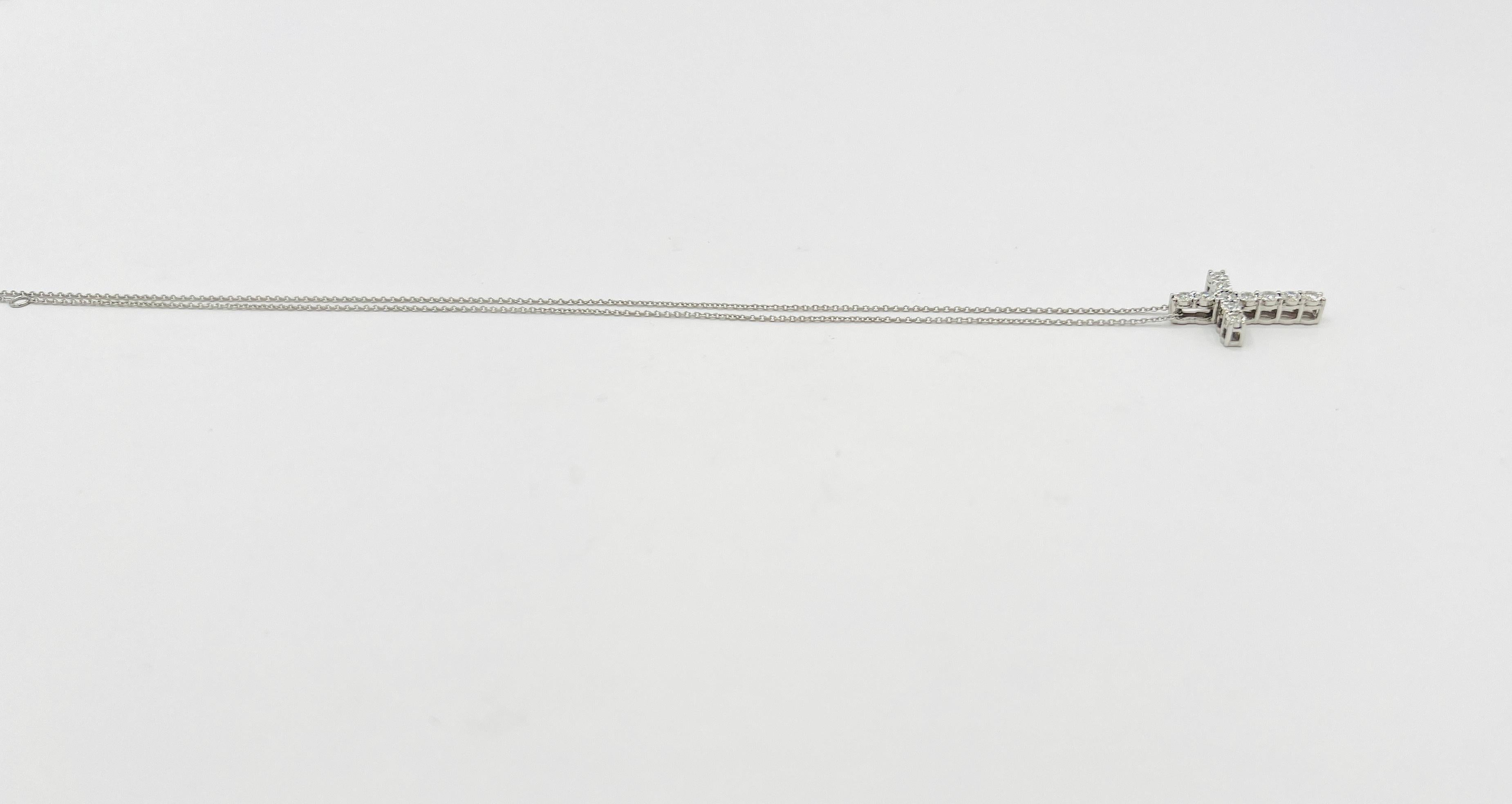 White Diamond Cross Pendant Necklace in 14K White Gold 1