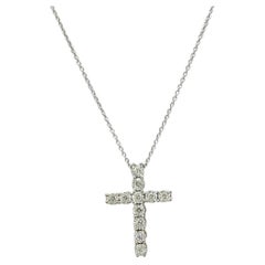 White Diamond Cross Pendant Necklace in 14K White Gold