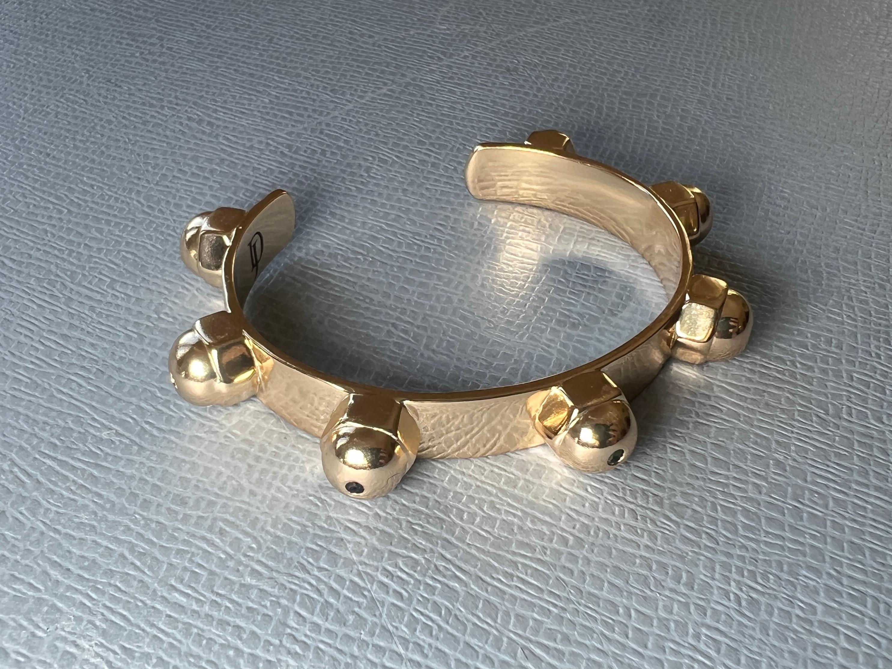 Women's Gold Plate Cuff Bracelet White Diamond Sapphire Emerald Chakra For Sale