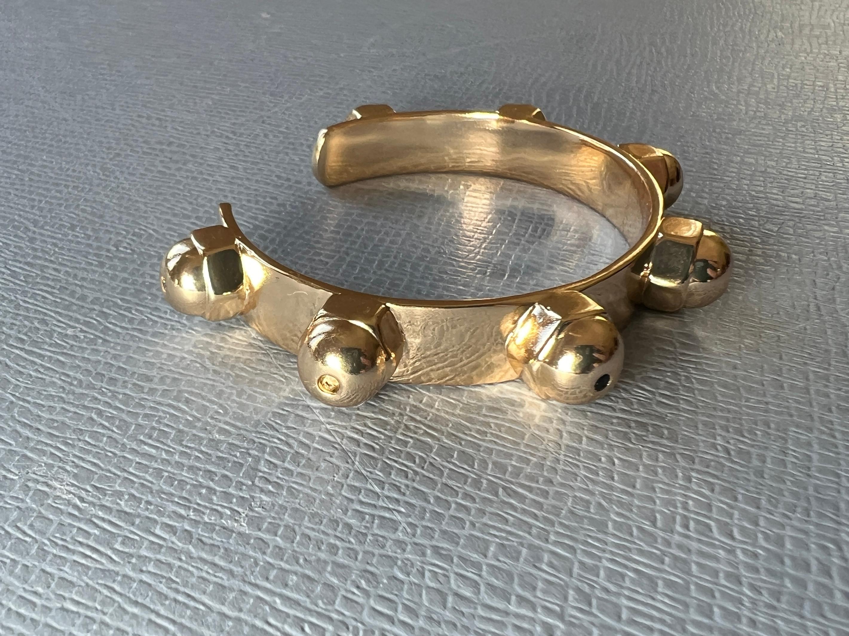 Gold Plate Cuff Bracelet White Diamond Sapphire Emerald Chakra For Sale 2