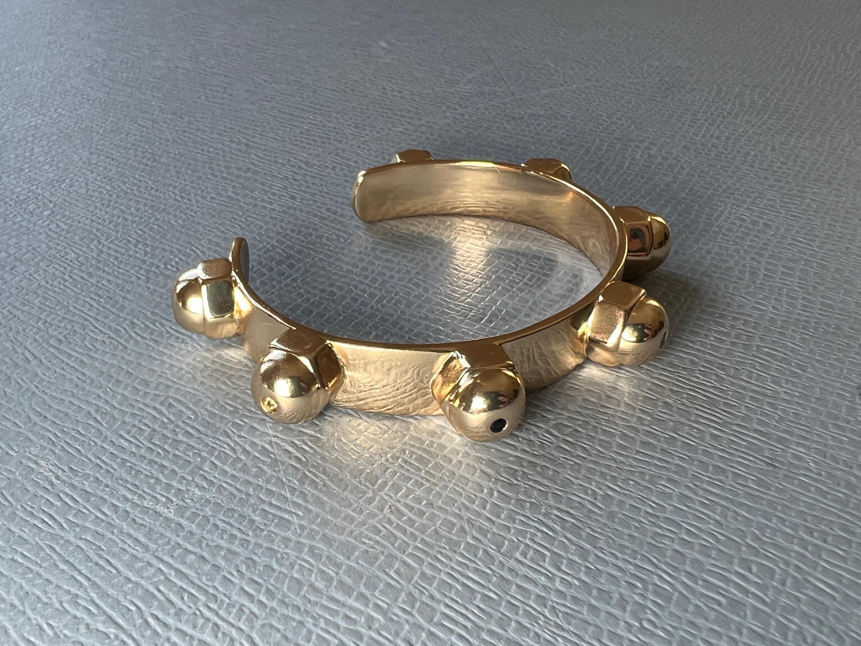 Gold Plate Cuff Bracelet White Diamond Sapphire Emerald Chakra For Sale 3