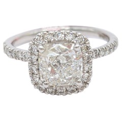 White Diamond Cushion Engagement Ring in 14k White Gold