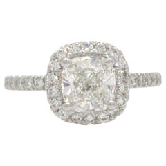 White Diamond Cushion Engagement Ring in 14k White Gold