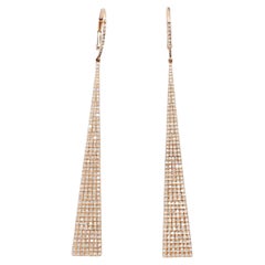 White Diamond Dangle Earrings in 14k Rose Gold
