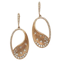 White Diamond Dangle Earrings in 14K Rose Gold
