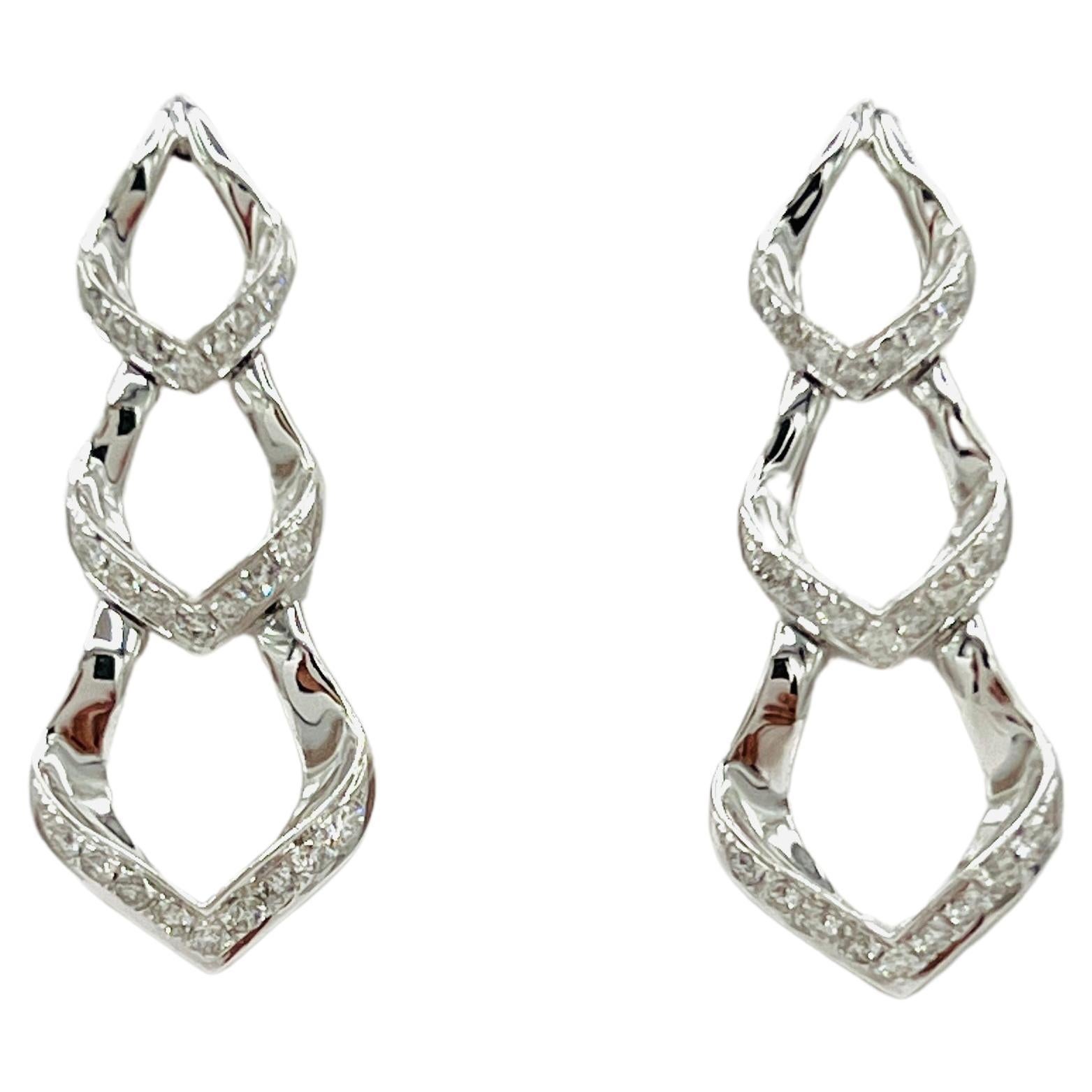 White Diamond Dangle Earrings in 14K White Gold