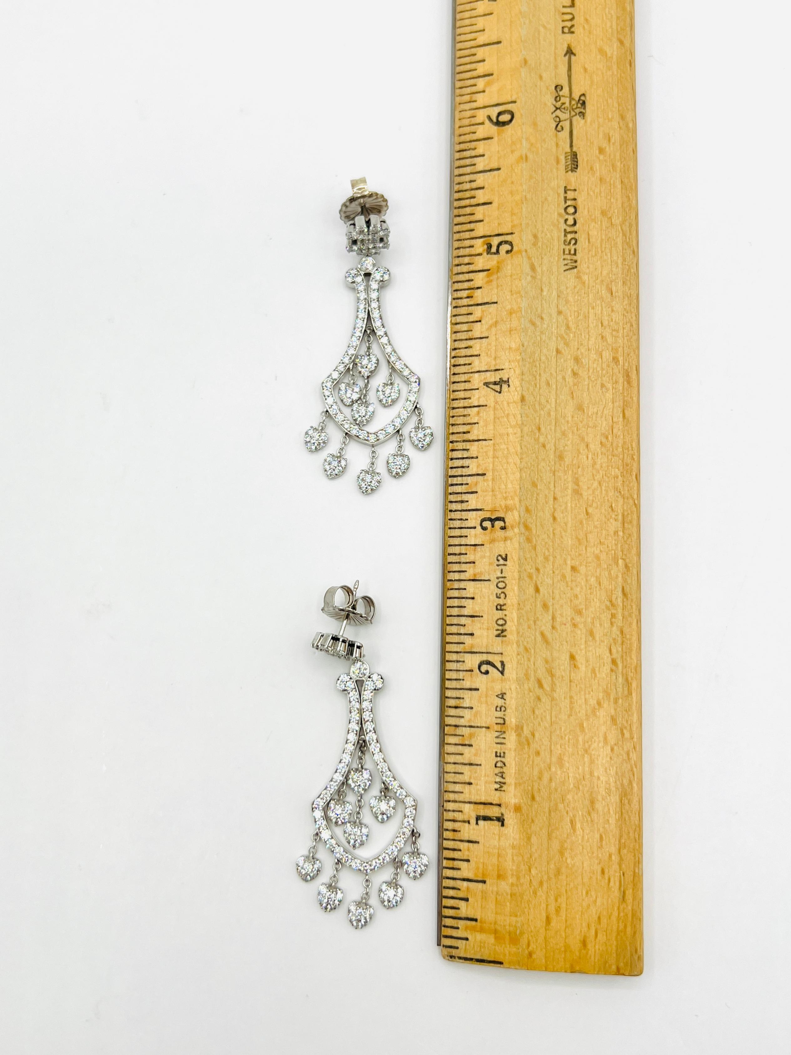 White Diamond Dangle Earrings in 18k White Gold 2