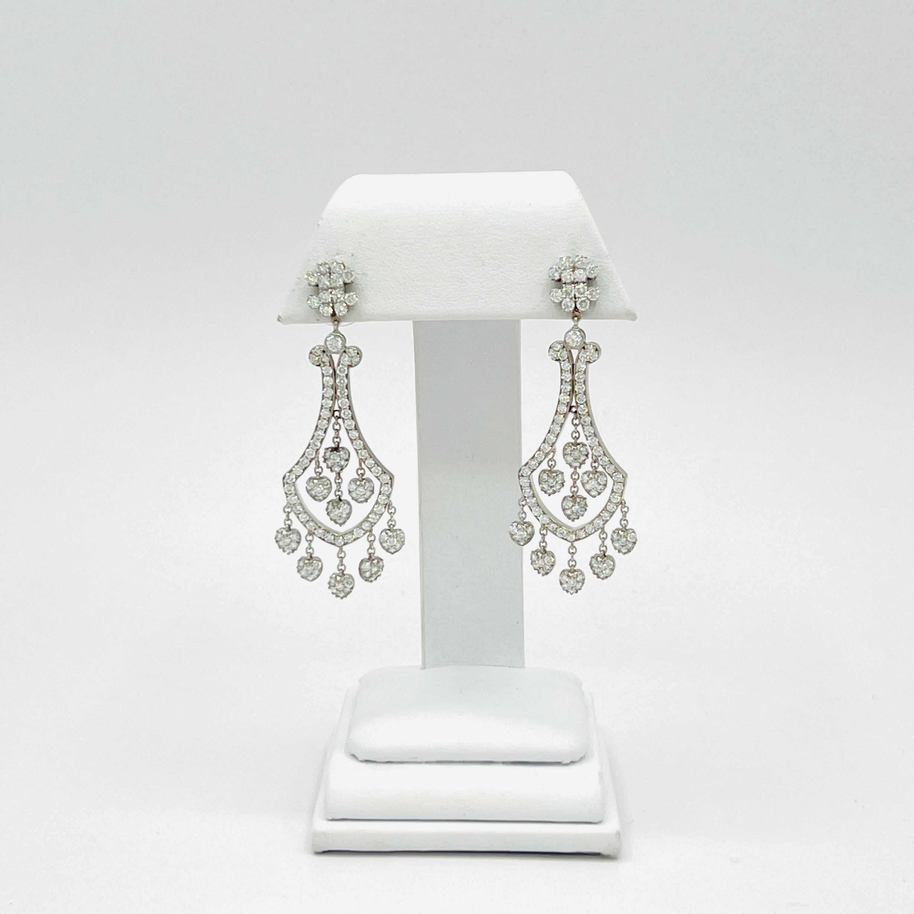 White Diamond Dangle Earrings in 18k White Gold 1