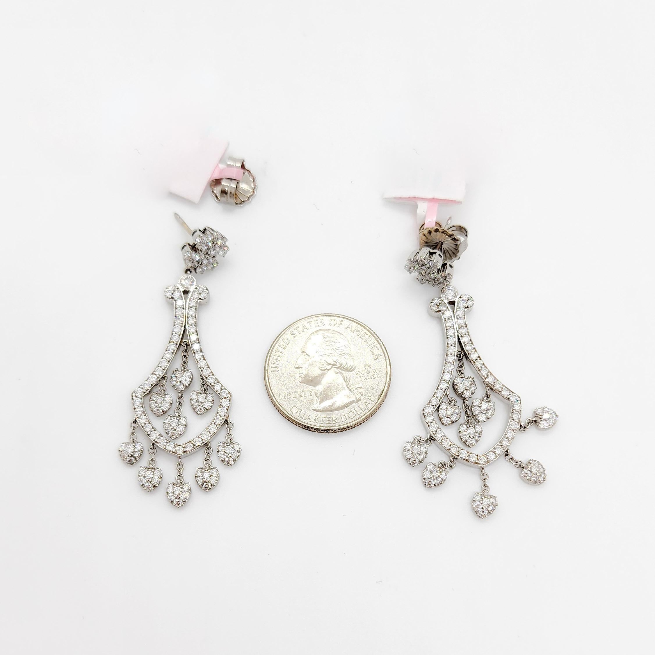 White Diamond Dangle Earrings in 18k White Gold For Sale 3