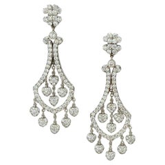 White Diamond Dangle Earrings in 18k White Gold
