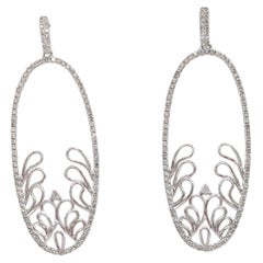 White Diamond Dangle Earrings in 18K White Gold