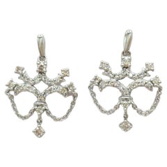 White Diamond Dangle Earrings in 18k White Gold