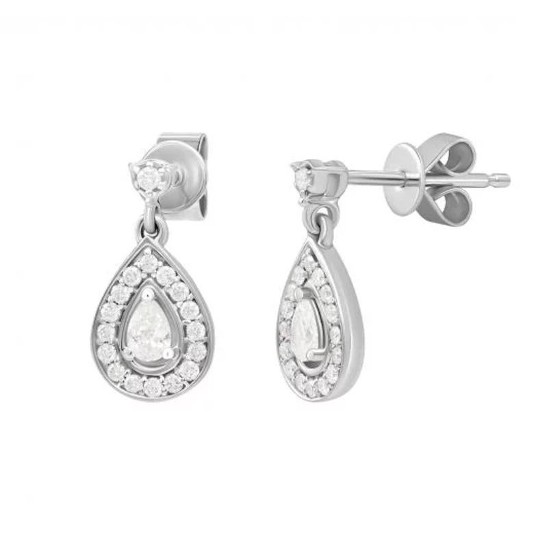 Modern White Diamond Dangle Elegant Earrings for Her 18K Gold  For Sale