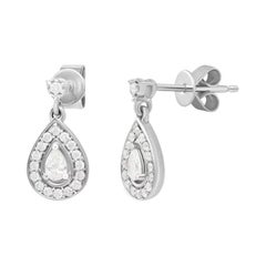 Pendants d'oreilles élégants en or 18 carats avec diamants blancs pour ses