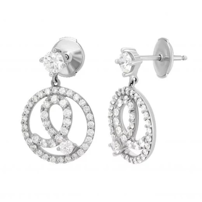 Modern White Diamond Dangle Elegant Earrings for Her White Gold For Sale