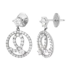 Pendants d'oreilles élégants en or blanc avec diamants blancs pour sa femme