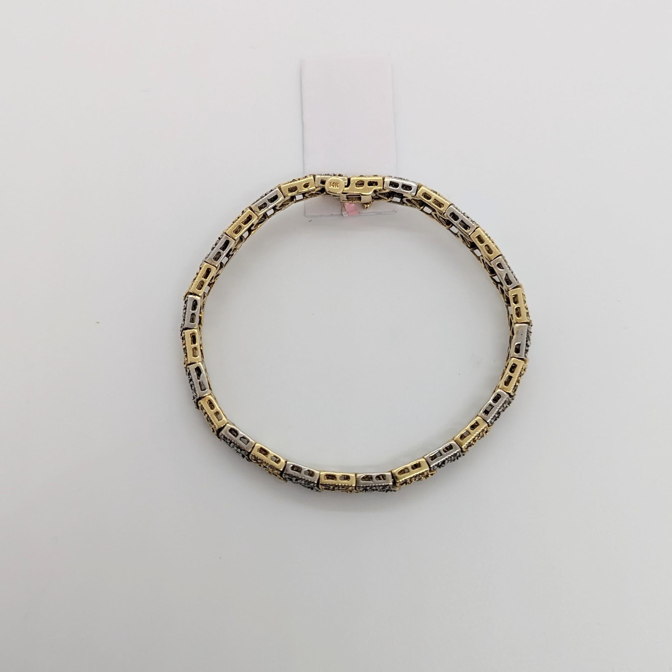 Armband im weißen Diamantdesign aus 14 Karat 2-farbigem Gold im Zustand „Neu“ im Angebot in Los Angeles, CA
