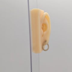 White Diamond Double Row Hoop Earrings in 18K Yellow Gold