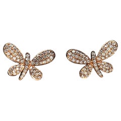 White Diamond Dragonfly, Rose Gold Earrings