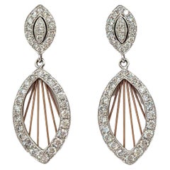 Boucles d'oreilles pendantes attrape-rêves en or 14K bicolore et diamant blanc
