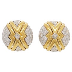 Weißer Diamant-Ohrring Clips in 18k zweifarbigem Gold