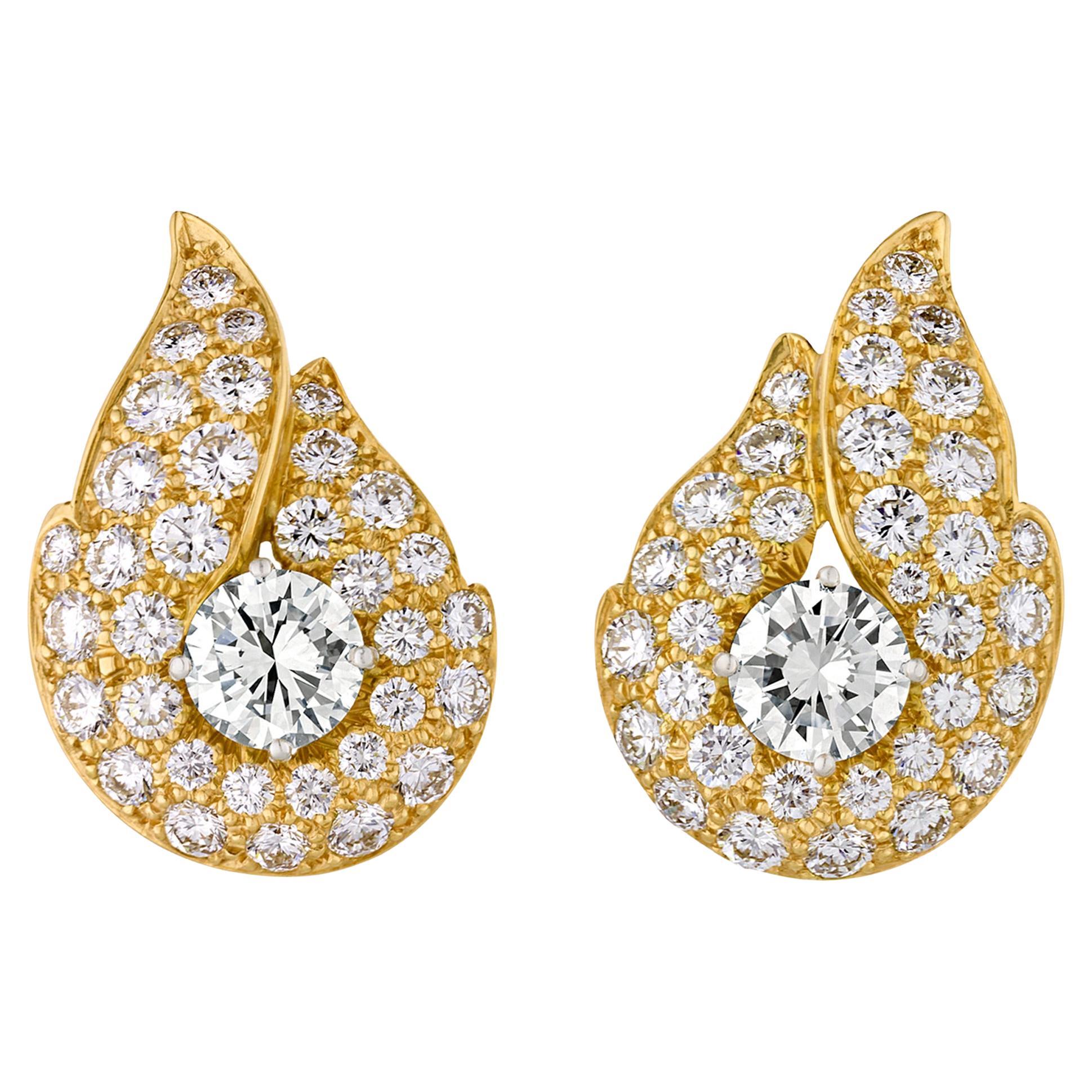 White Diamond Earrings, 2.20 Carats