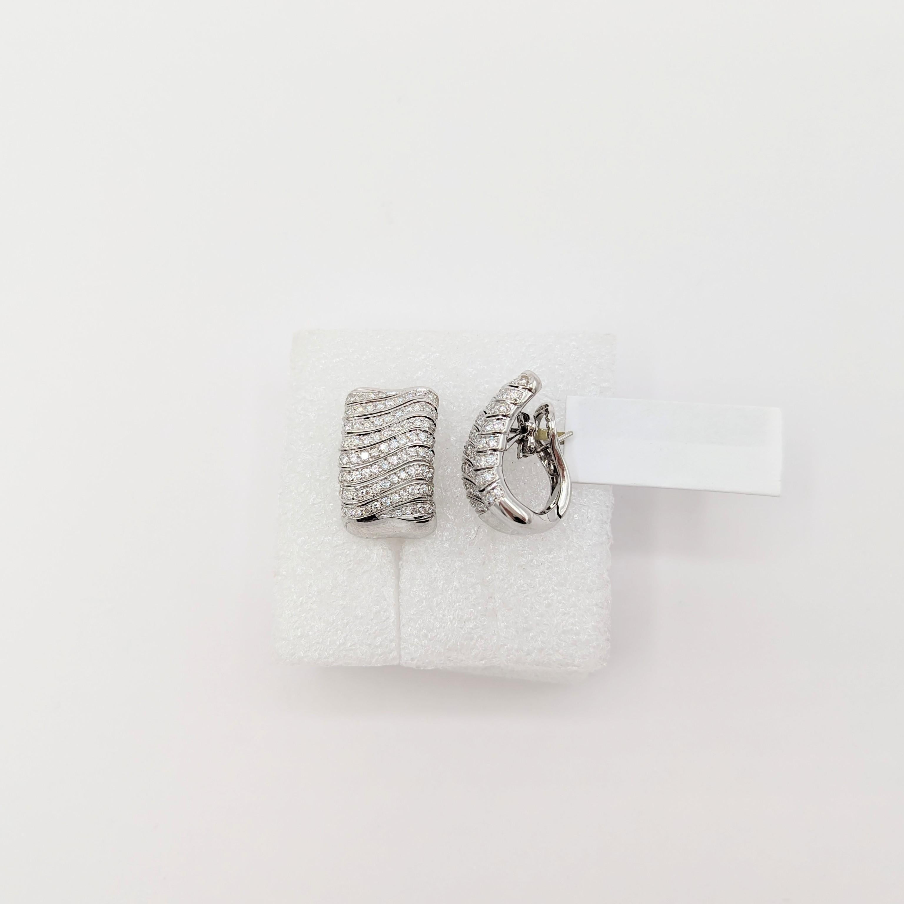 Women's or Men's White Diamond Earrings in 18K White Gold