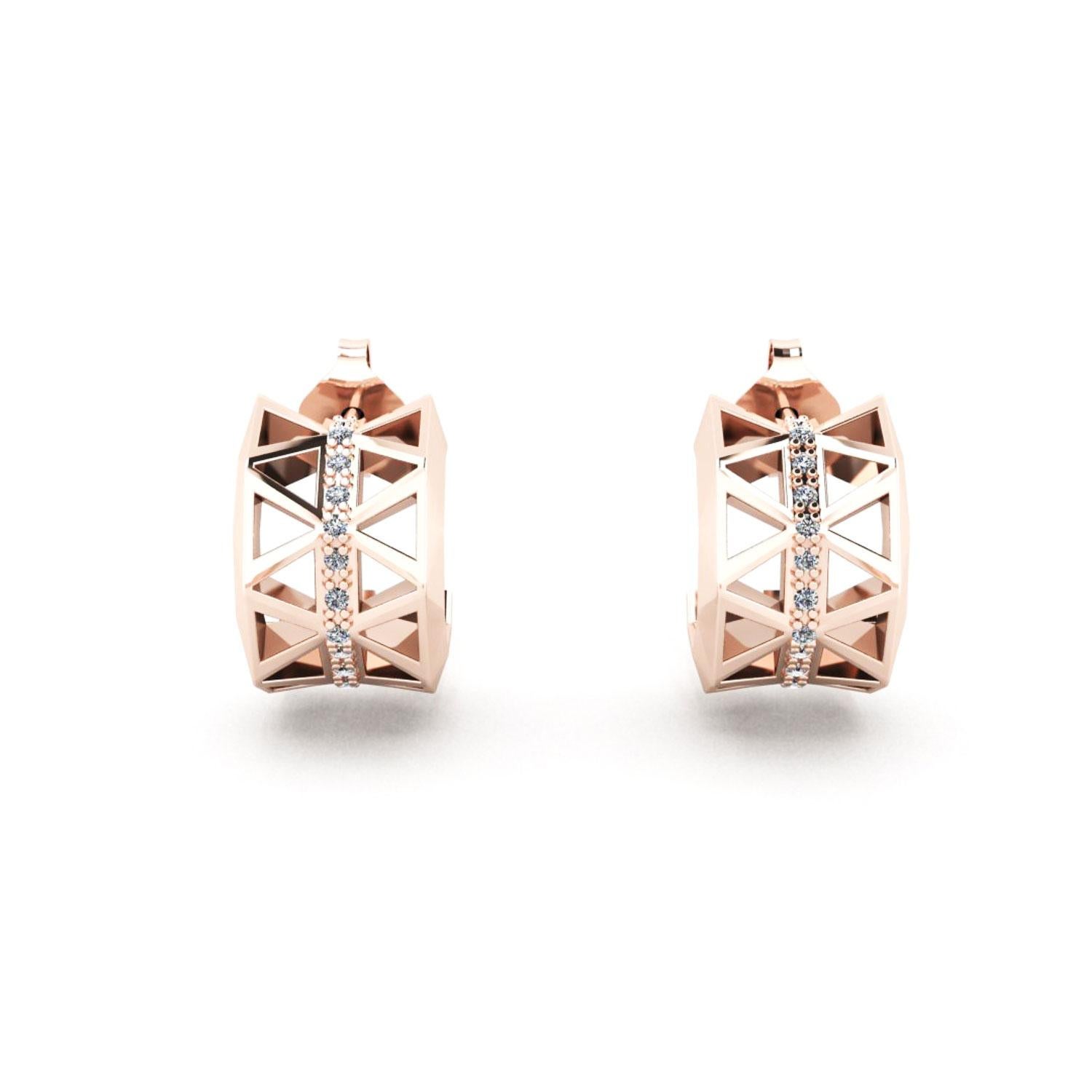 Rose 18K Gold Earrings
*Same Model with another stones and gold available 

Diamond 0,32 ct
Weight 14 grams

This collection was created inspired by the wonderful and controversial
Castel Del Monte (Castle of the Mountain) erected by the Emperor