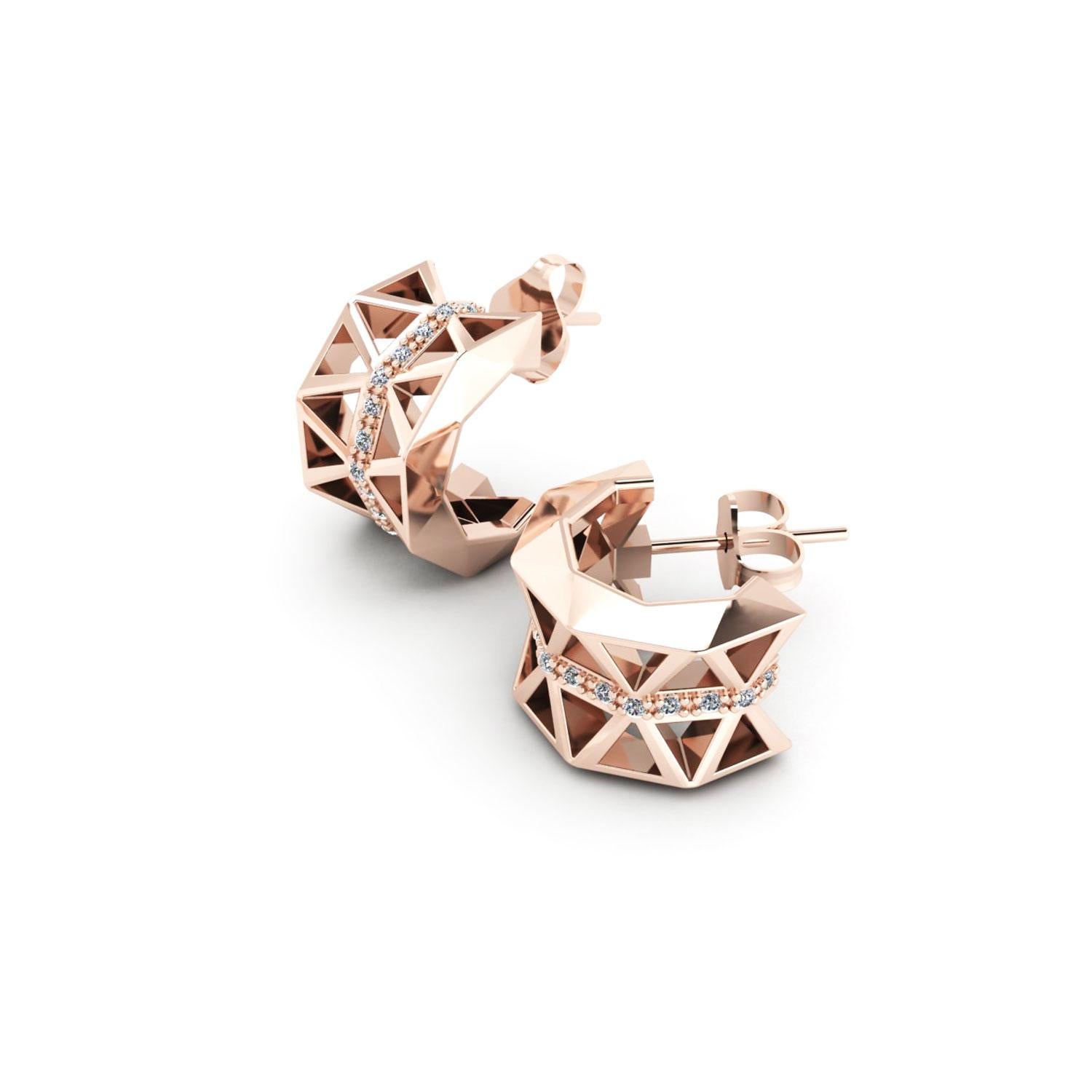 Moderno Orecchini in oro 18 carati con diamante bianco e rosa elegante per lei per lui in vendita
