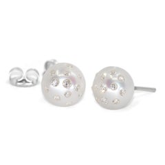 White Diamond Embedded White Pearl Gold Stud Earrings, Russell Trusso 2023