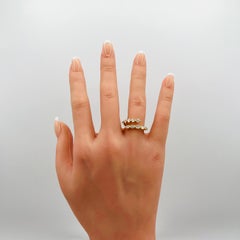 White Diamond Emerald and Round Bypass Ring in 18K Yellow Gold