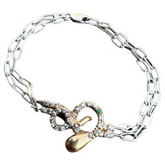 Weißer weißer Diamant Smaragd Schwarzer Diamant Rubin Schlangenarmband Bronze Silber Kette
