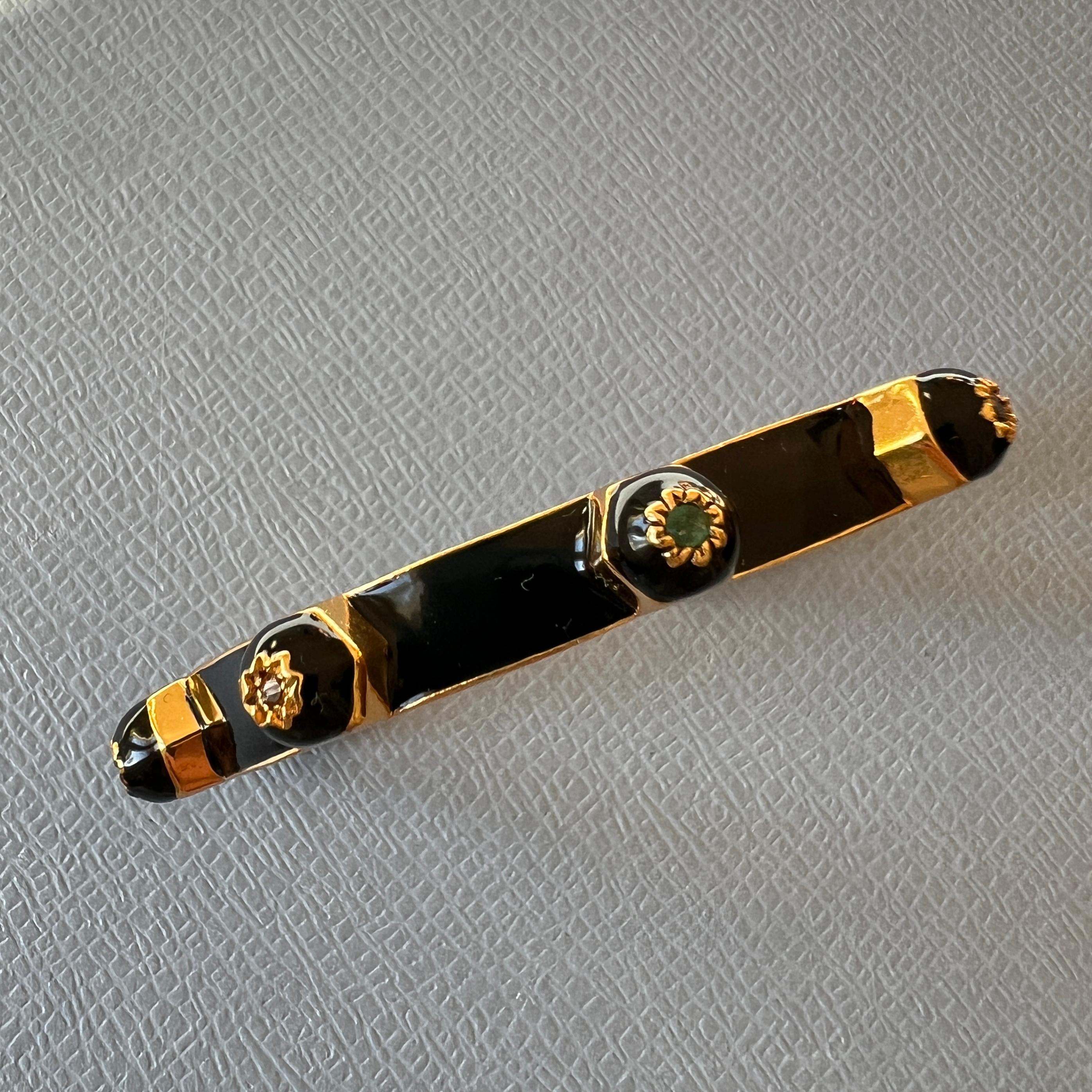 Black Enamel Chakra Cuff Bracelet Ruby, Sapphire, Emerald, and Diamond For Sale 7