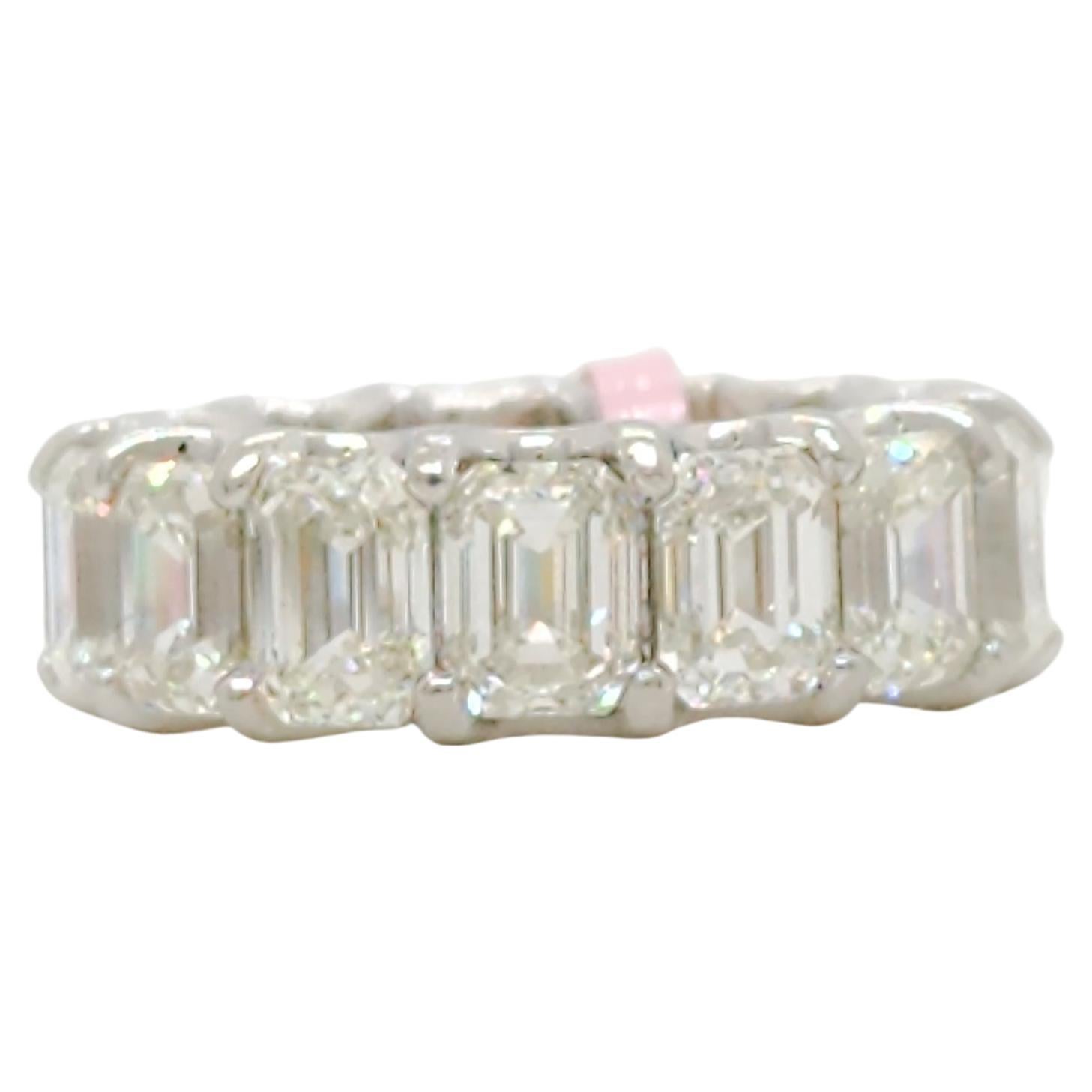 Bracelet d'éternité en platine avec diamant blanc taille émeraude