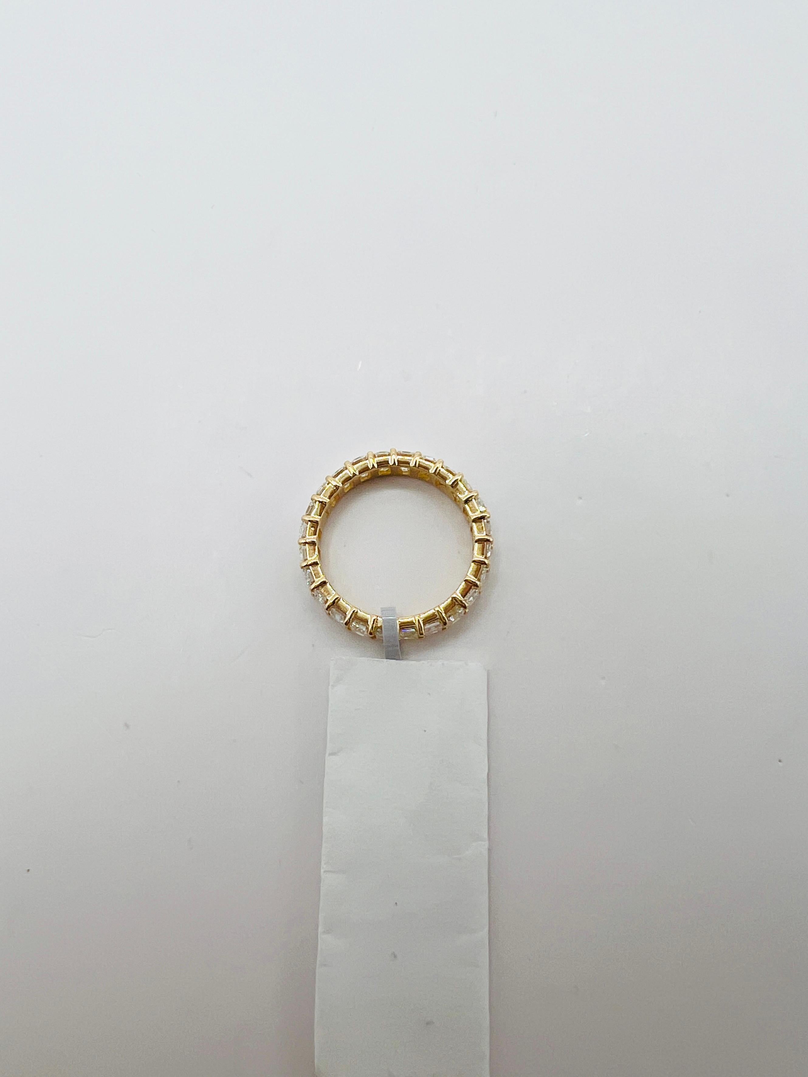 White Diamond Emerald Cut Eternity Band Ring in 14K Yellow Gold 3