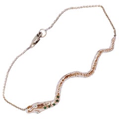 White Diamond Emerald Gold Snake Bracelet Gold Chain J Dauphin