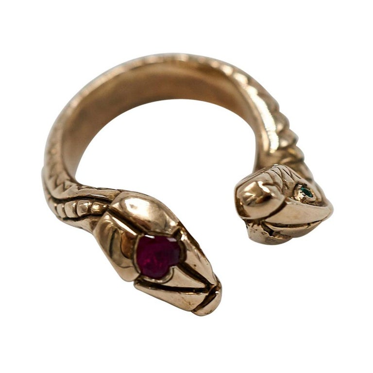 Ruby Snake Ring White Diamond Emerald Heart Ruby Snake Ring Bronze Cocktail J Dauphin ...